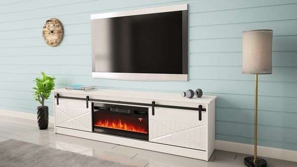 Тумба під телевізор з електрокаміном Granero Cama Meble, білий CAMA-GRANERO-RTV-K-WHITE фото 3