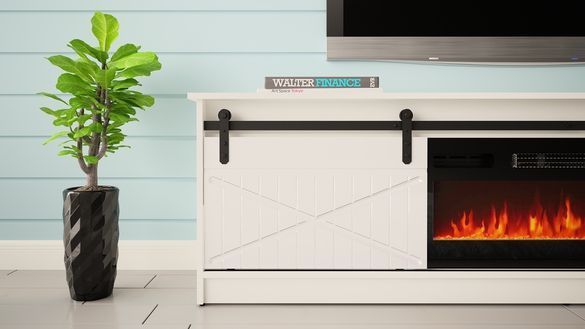Тумба під телевізор з електрокаміном Granero Cama Meble, білий CAMA-GRANERO-RTV-K-WHITE фото 4