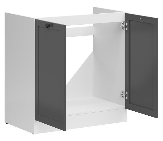 Кухонная тумба под мойку 80 см Junona Line BRW Black Red White DK2D/80/82 белый / графит фото - Купить Нижние кухонные шкафы BLACK RED WHITE в эпицентре мебели GerborDesign.com.ua