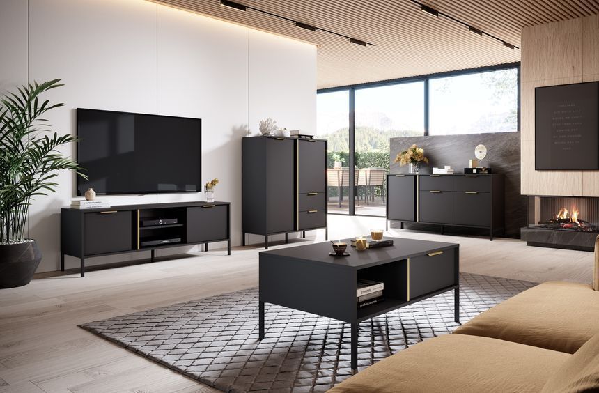 Тумба під телевізор Perfect Home Ларс / Lars 2-дверна 2D/153 антрацит фото - Купити Тумби ТВ PERFECT HOME в епіцентрі меблів GerborDesign.com.ua