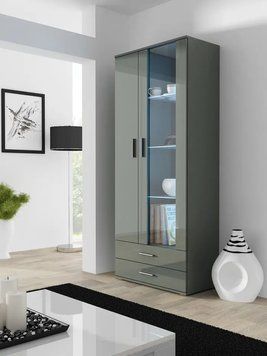 Витрина SOHO Cama Meble S6 сірий / сірий глянець фото - Купить Витрины CAMA MEBLE в эпицентре мебели GerborDesign.com.ua