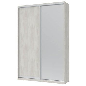 Шкаф-купе Сити Лайт Doros (Дорос) 1 ДСП / 1 Зеркало 150х45х225 см белое дерево фото - Купить Шкафы-купе DOROS | ДОРОС в эпицентре мебели GerborDesign.com.ua