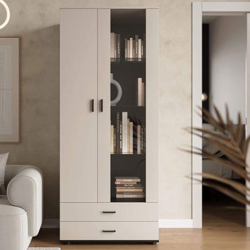 Вітрина SOHO Cama Meble S6 кашемір / чорний в інтер'єрі