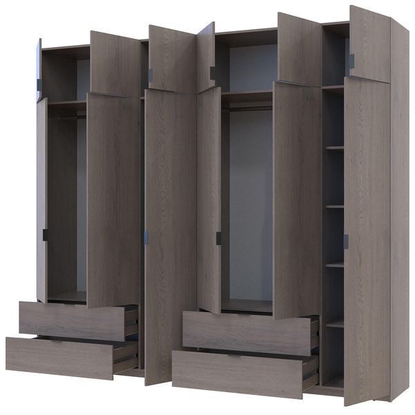 Шафа з антресоллю розпашна для одягу Лукас Doros (Дорос) 3+3 ДСП 270х50х240 канноло фото - Купити Шафи DOROS | ДОРОС в епіцентрі меблів GerborDesign.com.ua