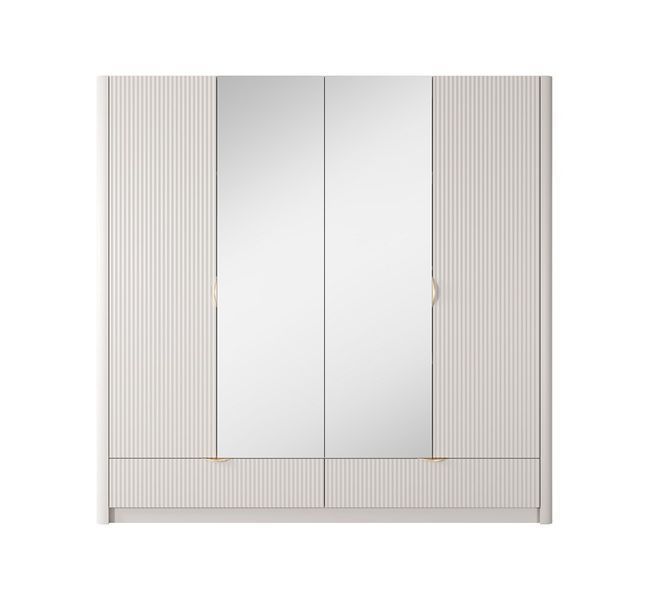 Шкаф для одежды Perfect Home Ланте / Lante 4-дверный с зеркалом и золотыми ручками 4D2S/213 бежевый фото - Купить Шкафы PERFECT HOME в эпицентре мебели GerborDesign.com.ua
