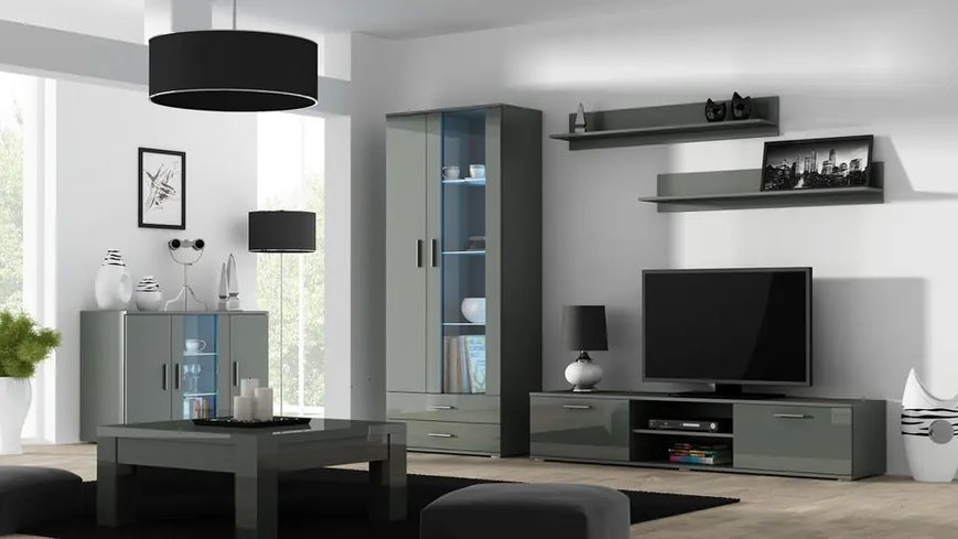 Витрина SOHO Cama Meble S6 сірий / сірий глянець фото - Купить Витрины CAMA MEBLE в эпицентре мебели GerborDesign.com.ua, Киев, Днепр, Львов, Луцк, Хмельницкий