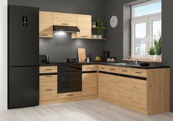 Угловая кухня 200x220 см Junona Line BRW, кухонный угловой гарнитур 2x2.2 м Black Red White дуб бернштайн фото - Купить Кухни BLACK RED WHITE в эпицентре мебели GerborDesign.com.ua