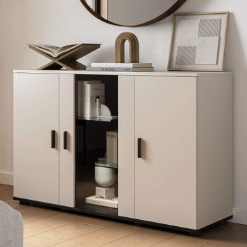 Комод SOHO Cama Meble S7 кашемір / чорний в інтер'єрі