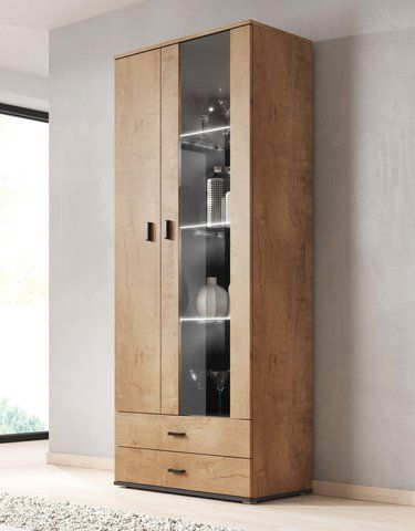 Вітрина SOHO Cama Meble S6 дуб лефкас / чорний в інтер'єрі