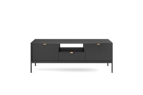 Тумба под телевизор Perfect Home Нова / Nova 2-дверная с 1 ящиком и черными ножками RTV154 черный фото - Купить Тумбы ТВ PERFECT HOME в эпицентре мебели GerborDesign.com.ua, Киев, Днепр, Львов, Луцк, Хмельницкий