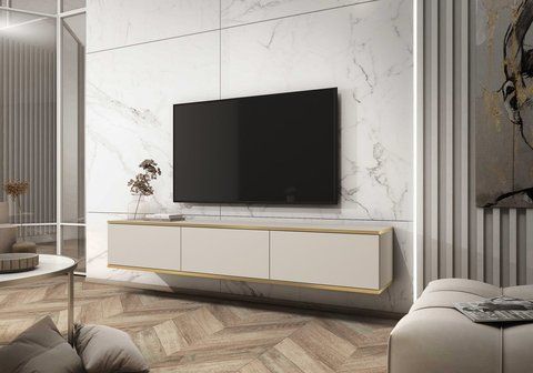 Тумба под телевизор навесная Perfect Home Оро / Oro 3-дверная RTV175 бежевый фото - Купить Тумбы ТВ PERFECT HOME в эпицентре мебели GerborDesign.com.ua, Киев, Днепр, Львов, Луцк, Хмельницкий