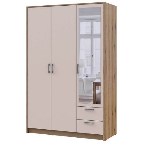 Шкаф распашной для одежды Ронди Doros (Дорос) с зеркалом 3 ДСП 121х52х195 см дуб артизан / кашемир фото - Купить Шкафы DOROS | ДОРОС в эпицентре мебели GerborDesign.com.ua, Киев, Днепр, Львов, Луцк, Хмельницкий