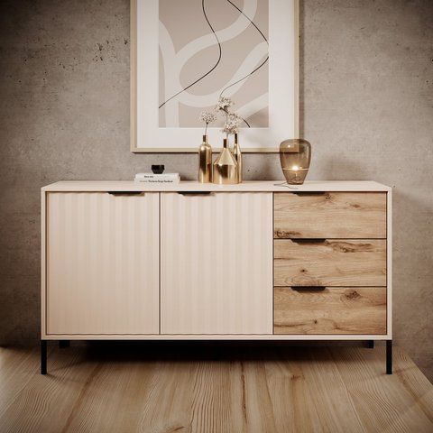 Комод Perfect Home Рейв / Rave 2-дверный с 3 ящиками 2D3S/153 бежевый / дуб викинг фото - Купить Комоды PERFECT HOME в эпицентре мебели GerborDesign.com.ua