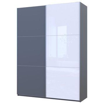 Шафа-купе G-Кайзер Doros (Дорос) 1 ДСП / 1 Скло 180х60х240 графіт / графіт+білий фото - Купити Шафи-купе DOROS | ДОРОС в епіцентрі меблів GerborDesign.com.ua