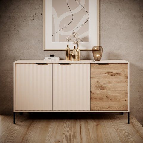 Комод Perfect Home Рейв / Rave 3-дверный 3D/153 бежевый / дуб викинг фото - Купить Комоды PERFECT HOME в эпицентре мебели GerborDesign.com.ua