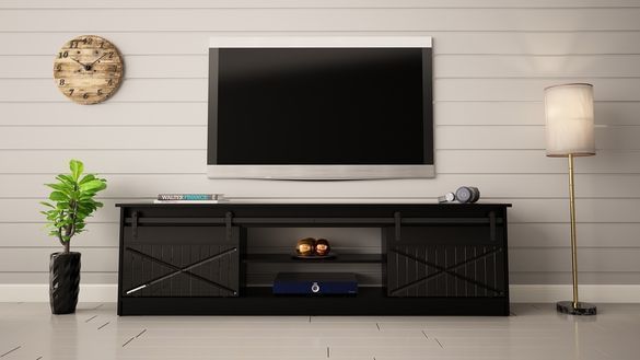 Тумба під телевізор Granero Cama Meble, чорний, CAMA-GRANERO-RTV-BLACK фото 2
