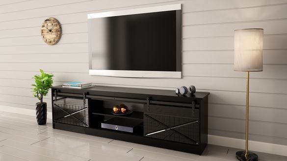 Тумба під телевізор Granero Cama Meble, чорний, CAMA-GRANERO-RTV-BLACK фото 3