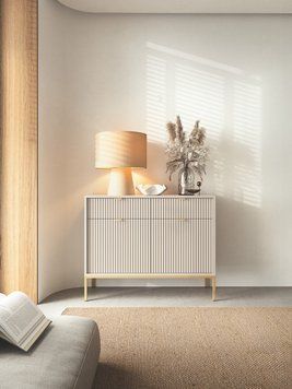 Комод Perfect Home Нова / Nova 2-дверний з 2 шухлядами і золотими ніжками KSZ104 кашемір фото - Купити Комоди PERFECT HOME в епіцентрі меблів GerborDesign.com.ua