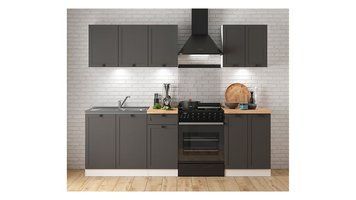 Кухня 180 см Junona Line BRW, кухонний гарнітур 1,8 м Black Red White білий / графіт фото - Купити Кухні BLACK RED WHITE в епіцентрі меблів GerborDesign.com.ua