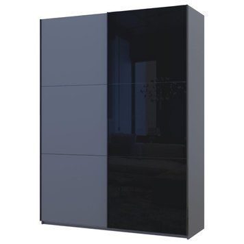 Шафа-купе G-Кайзер Doros (Дорос) 1 ДСП / 1 Скло 180х60х240 графіт / графіт+чорний фото - Купити Шафи-купе DOROS | ДОРОС в епіцентрі меблів GerborDesign.com.ua