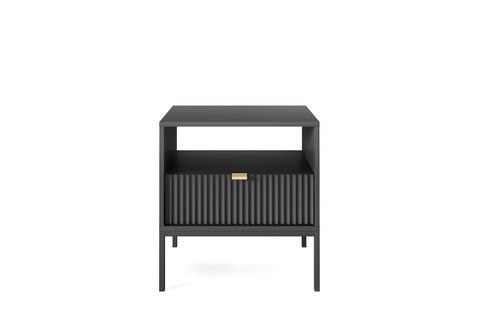 Тумба приліжкова Perfect Home Нова / Nova з 1 шухлядою і чорними ніжками S54 чорний фото - Купити Тумби приліжкові PERFECT HOME в епіцентрі меблів GerborDesign.com.ua, Київ, Дніпро, Львів, Луцьк, Хмельницький