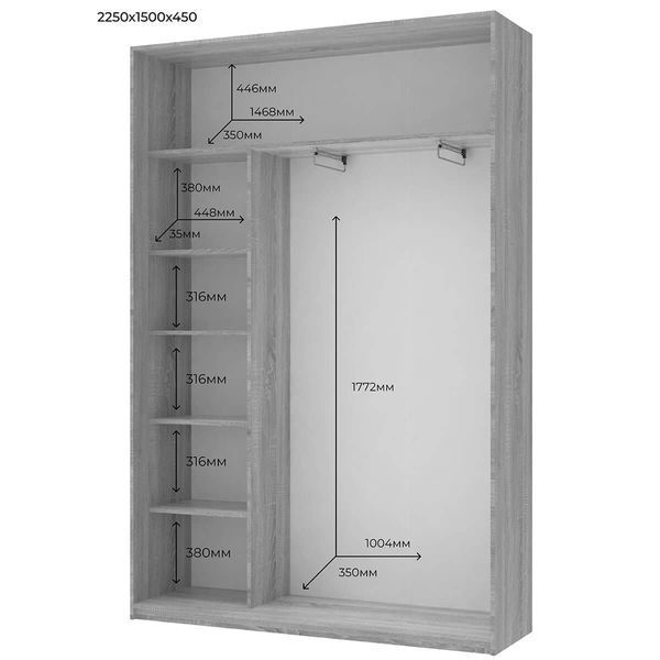 Шафа-купе Сіті Лайт Doros (Дорос) 2 ДСП 150х45х225 см кашемір фото - Купити Шафи-купе DOROS | ДОРОС в епіцентрі меблів GerborDesign.com.ua, Київ, Дніпро, Львів, Луцьк, Хмельницький