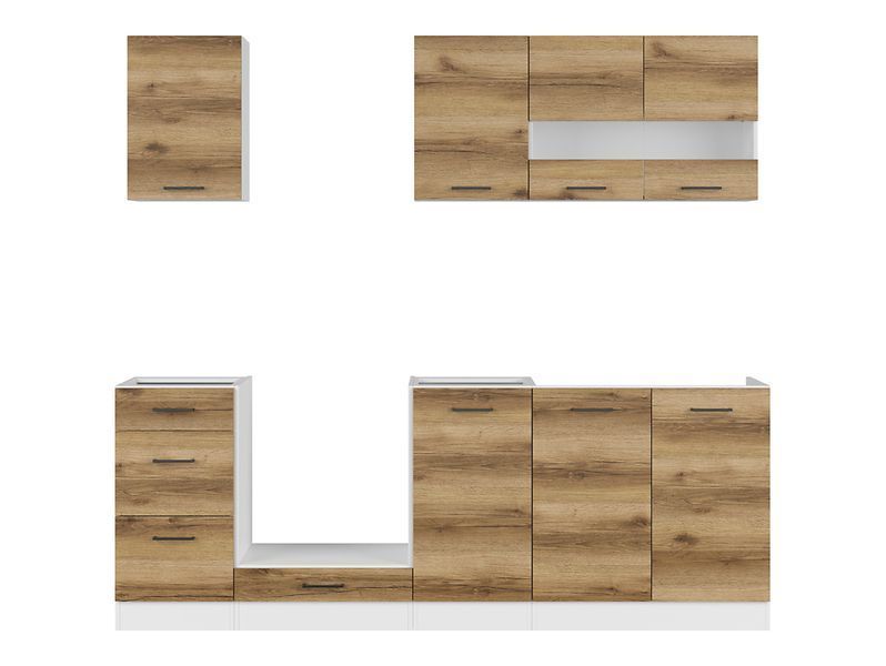Кухня 220 см Junona Line BRW, кухонный гарнитур 2.2 м Black Red White білий / світлий дуб фото - Купить Кухни BLACK RED WHITE в эпицентре мебели GerborDesign.com.ua, Киев, Днепр, Львов, Луцк, Хмельницкий