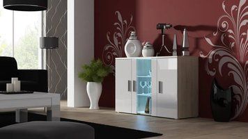 Комод SOHO Cama Meble S7 дуб сонома / білий глянець фото - Купить Комоды CAMA MEBLE в эпицентре мебели GerborDesign.com.ua