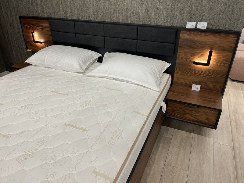 Тумбы прикроватные 2 шт. с подсветкой Perfect Home Милтон / Milton с 2 ящиками 1S/49 каштан / антрацит фото - Купить Тумбы ночные  PERFECT HOME в эпицентре мебели GerborDesign.com.ua