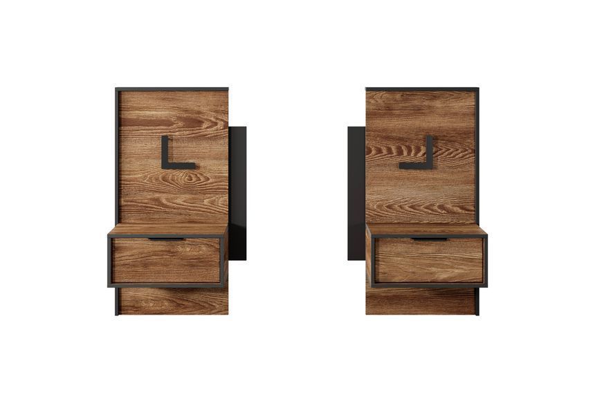 Тумбы прикроватные 2 шт. с подсветкой Perfect Home Милтон / Milton с 2 ящиками 1S/49 каштан / антрацит фото - Купить Тумбы ночные  PERFECT HOME в эпицентре мебели GerborDesign.com.ua