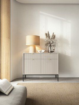 Комод Perfect Home Нова / Nova 2-дверний з 2 шухлядами і чорними ніжками KSZ104 кашемір фото - Купити Комоди PERFECT HOME в епіцентрі меблів GerborDesign.com.ua