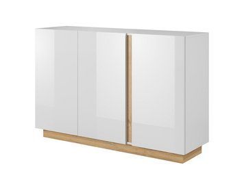 Комод Perfect Home Арко / Arco 3-дверний 3D/138 белый глянец / дуб грандсон фото - Купити Комоди PERFECT HOME в епіцентрі меблів GerborDesign.com.ua