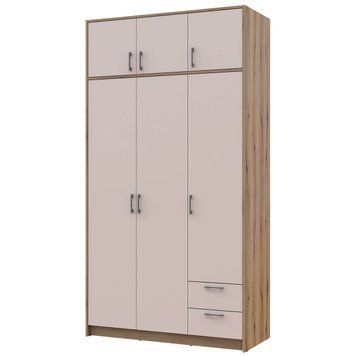 Шкаф распашной для одежды Ронди Doros (Дорос) с антресолью 3 ДСП 121х52х236 см дуб артизан / кашемир фото - Купить Шкафы DOROS | ДОРОС в эпицентре мебели GerborDesign.com.ua