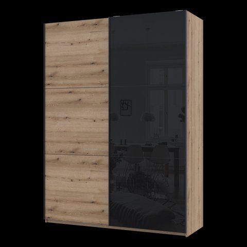 Шкаф-купе G-Кайзер Doros (Дорос) 1 ДСП / 1 Стекло 180х60х240 дуб эвок / черный фото - Купить Шкафы-купе DOROS | ДОРОС в эпицентре мебели GerborDesign.com.ua