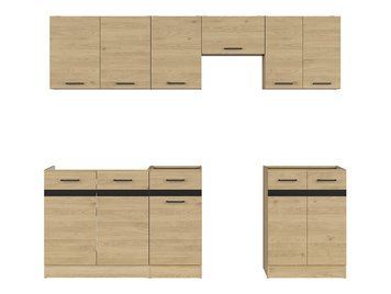 Кухня 230 см Junona Line BRW, кухонный гарнитур 2,3 м Black Red White дуб бернштайн фото - Купить Кухни BLACK RED WHITE в эпицентре мебели GerborDesign.com.ua