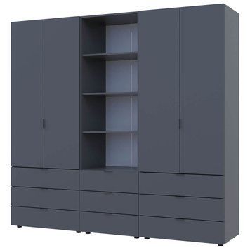 Шафа для одягу Гелар Doros (Дорос) комплект 2+2 ДСП з пеналом 215х49,5х203,4 см графіт фото - Купити Шафи DOROS | ДОРОС в епіцентрі меблів GerborDesign.com.ua