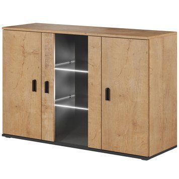 Комод SOHO Cama Meble S7, дуб лефкас / чорний SOHO-CAMA-KOM-S7-DL/CZ фото 1