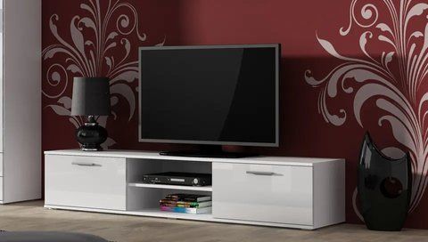 Тумба під телевізор SOHO Cama Meble RTV 180 S3 білий / білий глянець фото - Купити Тумби ТВ CAMA MEBLE в епіцентрі меблів GerborDesign.com.ua, Київ, Дніпро, Львів, Луцьк, Хмельницький