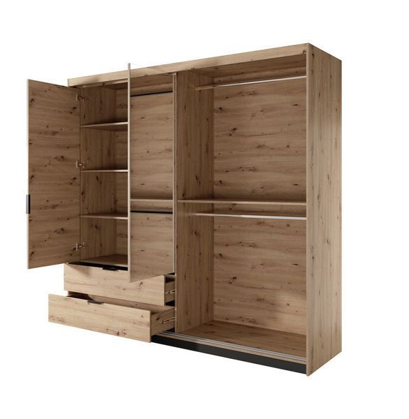 Шкаф полукупе Perfect Home Талли / Tally 4-дверный с зеркалом 4D2S/220 дуб артизан / антрацит фото - Купить Шкафы PERFECT HOME в эпицентре мебели GerborDesign.com.ua