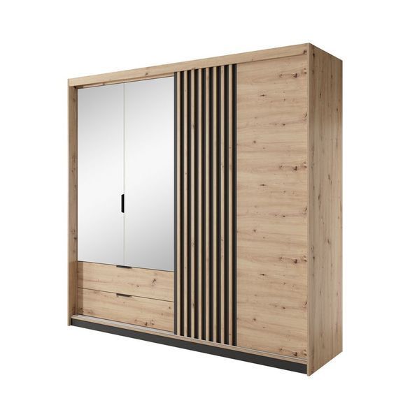 Шкаф полукупе Perfect Home Талли / Tally 4-дверный с зеркалом 4D2S/220 дуб артизан / антрацит фото - Купить Шкафы PERFECT HOME в эпицентре мебели GerborDesign.com.ua