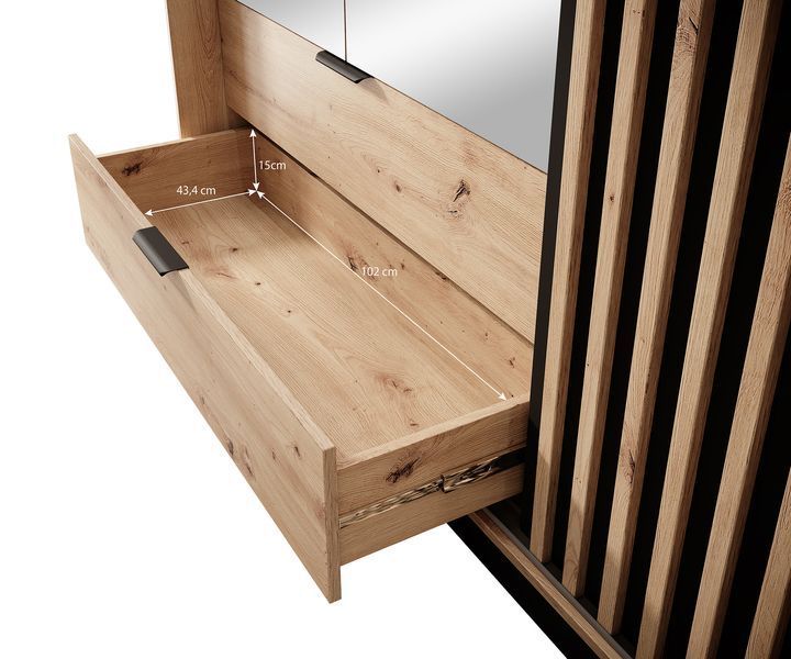 Шкаф полукупе Perfect Home Талли / Tally 4-дверный с зеркалом 4D2S/220 дуб артизан / антрацит фото - Купить Шкафы PERFECT HOME в эпицентре мебели GerborDesign.com.ua