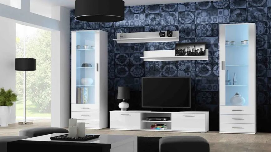 Тумба под телевизор SOHO Cama Meble RTV 180 S3 белый / белый глянец фото - Купить Тумбы ТВ CAMA MEBLE в эпицентре мебели GerborDesign.com.ua