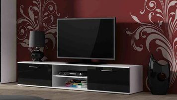 Тумба под телевизор SOHO Cama Meble RTV 180 S3 білий / чорний глянець фото - Купить Тумбы ТВ CAMA MEBLE в эпицентре мебели GerborDesign.com.ua