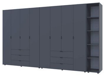 Шкаф распашной для одежды Гелар Doros (Дорос) с этажеркой 4+4 ДСП 348,2х49,5х203,4 см графит фото - Купить Шкафы DOROS | ДОРОС в эпицентре мебели GerborDesign.com.ua