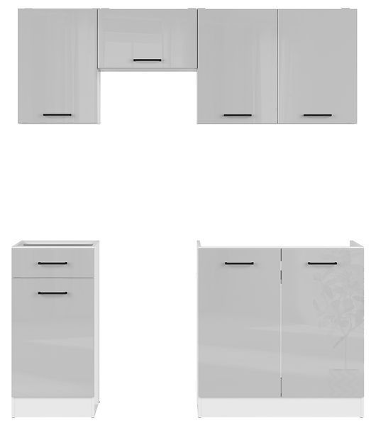 Кухня 170 см Junona Line BRW, кухонний гарнітур 1,78 м Black Red White білий / світло-сірий глянець фото - Купити Кухні BLACK RED WHITE в епіцентрі меблів GerborDesign.com.ua