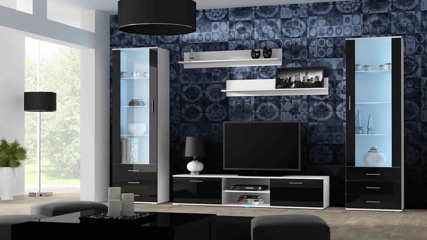 Тумба під телевізор SOHO Cama Meble RTV 180 S3 білий / чорний глянець фото - Купити Тумби ТВ CAMA MEBLE в епіцентрі меблів GerborDesign.com.ua