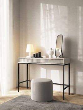 Стіл туалетний Perfect Home Нова / Nova з 2 шухлядами та чорними ніжками T104 кашемір фото - Купити Туалетні столики PERFECT HOME в епіцентрі меблів GerborDesign.com.ua