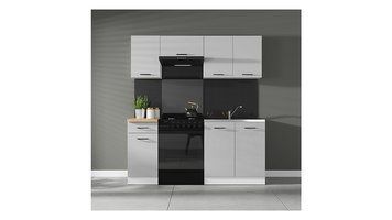 Кухня 180 см Junona Line BRW, кухонний гарнітур 1,8 м Black Red White білий / світло-сірий глянець фото - Купити Кухні BLACK RED WHITE в епіцентрі меблів GerborDesign.com.ua