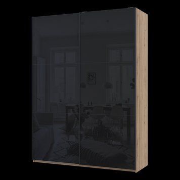 Шафа-купе G-Кайзер Doros (Дорос) 2 Скла 180х60х240 дуб евок / чорний фото - Купити Шафи-купе DOROS | ДОРОС в епіцентрі меблів GerborDesign.com.ua