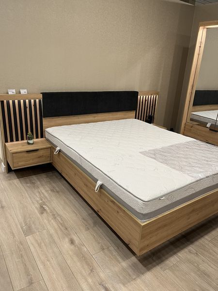 Кровать (каркас) Perfect Home Талли / Tally 160 с мягким изголовьем двуспальная дуб артизан / антрацит фото - Купить Кровати PERFECT HOME в эпицентре мебели GerborDesign.com.ua
